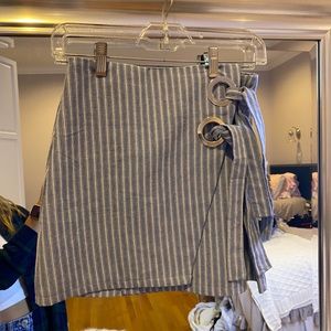 LF Blue and White Striped Wrap skirt